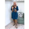 Dámské šaty Plus Size s kapsou a 3 4 rukávy petrolejové BLANKA STRAKA