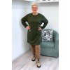 Dámské šaty Plus Size s kapsou a 3 4 rukávy khaki BLANKA STRAKA 01