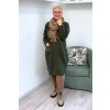 Dámské šaty Plus Size s kapsou a 3 4 rukávy khaki BLANKA STRAKA