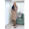 Dámské šaty Plus Size s kapsou a 3 4 rukávy béžové BLANKA STRAKA 01