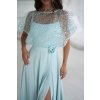 Elegantní šaty na ramínka s flitrovaným bolerkem mátové BLANKA STRAKA2
