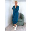 Pohodlné midi šaty Plus Size s kapsami tyrkysové BLANKA STRAKA 06