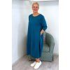 Pohodlné midi šaty Plus Size s kapsami tyrkysové BLANKA STRAKA 05