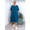Pohodlné midi šaty Plus Size s kapsami tyrkysové BLANKA STRAKA 03