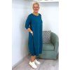 Pohodlné midi šaty Plus Size s kapsami tyrkysové BLANKA STRAKA 07