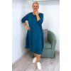 Pohodlné midi šaty Plus Size s kapsami tyrkysové BLANKA STRAKA 04