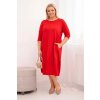 Pohodlné midi šaty Plus Size s kapsami červené BLANKA STRAKA 01