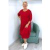 Pohodlné midi šaty Plus Size s kapsami červené BLANKA STRAKA 05