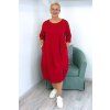 Pohodlné midi šaty Plus Size s kapsami červené BLANKA STRAKA 04