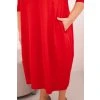 Pohodlné midi šaty Plus Size s kapsami červené BLANKA STRAKA 03