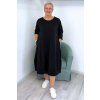 Pohodlné midi šaty Plus Size s kapsami černé BLANKA STRAKA 07