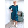 Pohodlné midi šaty Plus Size s volány tyrkysové BLANKA STRAKA 05