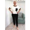 Černo bílá halenka s ozdobnou kapsou BLANKA STRAKA 4