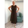 Dlouhé letní šaty čokoládově hnědé plus size BLANKA STRAKA