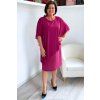Purpurové šaty s šifónovým přehozem Lay
