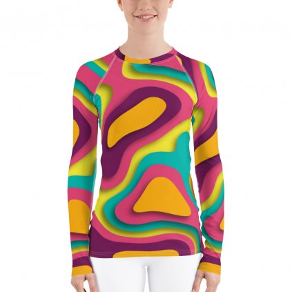 Abstract men rash guard front template Abstract men rash guard back templat mockup Front On Model White