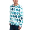 allover print unisex sweatshirt front blue arrow 2 allover print unisex swe mockup Left Front Mens White