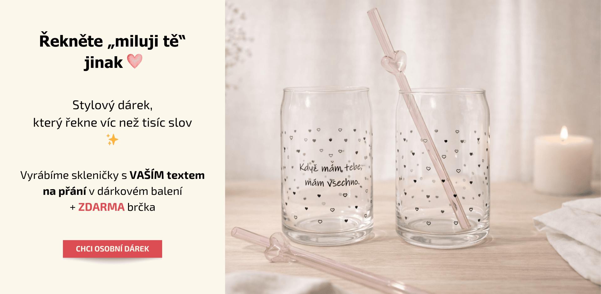 Skleničky z lásky s textem na přání
