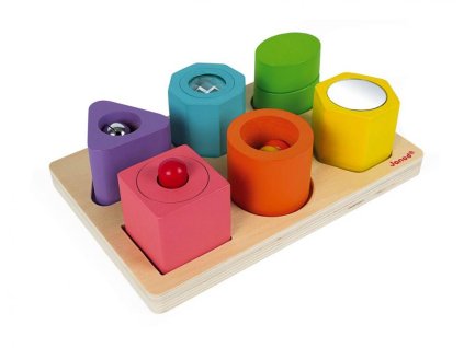 J05332 Drevene vkladacie puzzle Tvary a zvuky I Wood Janod s roznymi hernymi prvkami 3