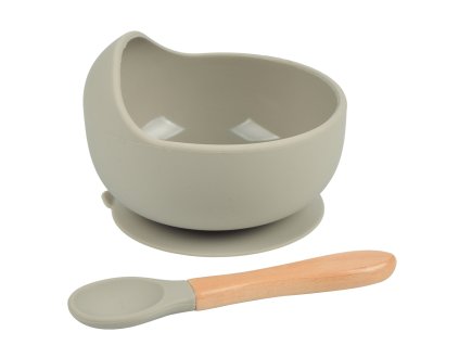 Martoine SET silikonova miska Classic lyzicka Beige