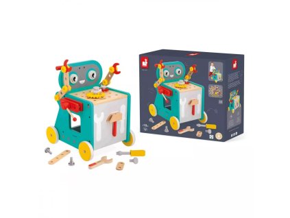 J06456 Janod BricoKids Drevene choditko a vozik s naradim 53ks 08