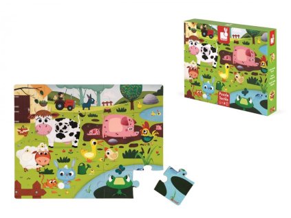 J02772 Puzzle dotykove Zvieratka na farme Janod s texturou 20 dielov od 3 6 rokov 2