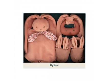 K218012 Kaloo Darcekova sada pre babatko s hrkalkou hryzatkom a capackami terracotta Lapinoo 01