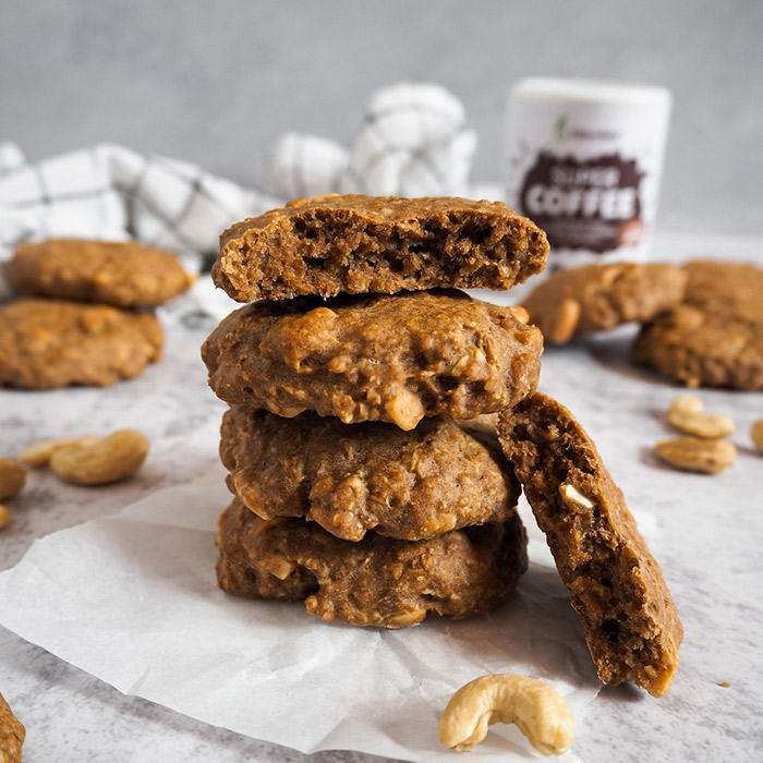 Měkké kávové cookies ze špaldové mouky a ovesných vloček