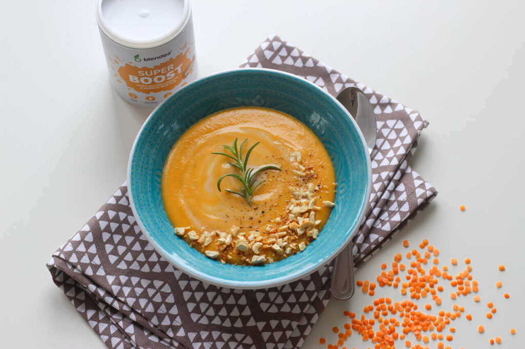 Batátový krém s červenou čočkou a kokosovým mlékem (hřejivá podzimní exotika)