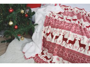 Oboustranná deka JELEN červená