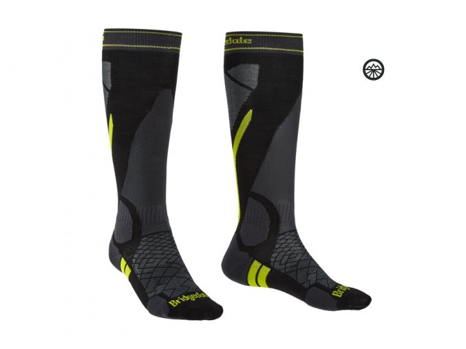 Pánské ponožky Bridgedale Ski Lightweight Merino black/lime