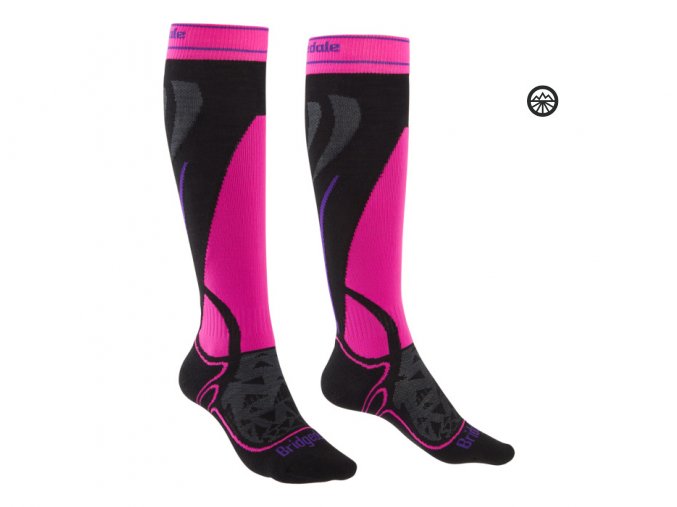 Dámské ponožky Bridgedale Ski Midweight black/fluro pink M