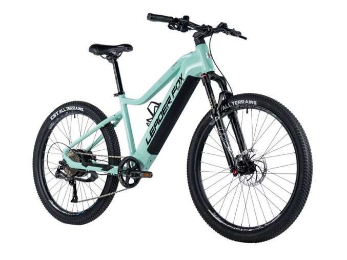 Pánské horské elektrokolo Leader Fox ARIMO 27,5"ZADNÍ MOTOR světle modré 2024
