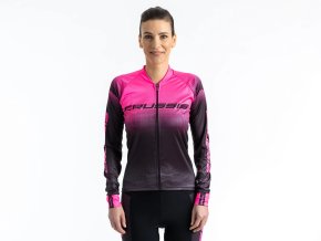 Crussis Cyklistický dres dámský dlouhý rukáv černá/růžová