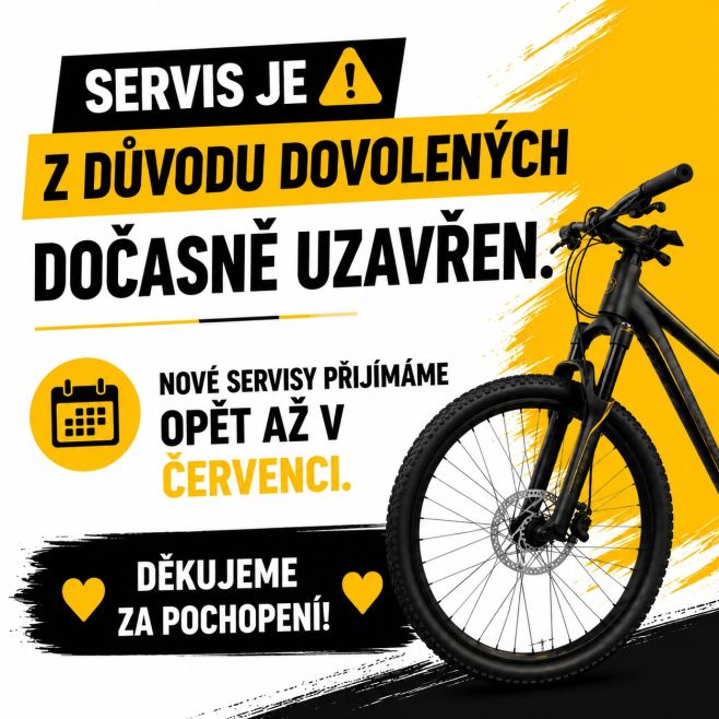 🔧 SERVIS JE Z DŮVODU DOVOLENÝCH DOČASNĚ UZAVŘEN. NOVÉ SERVISY PŘIJÍMÁME OPĚT AŽ V ČERVENCI. DĚKUJEME ZA POCHOPENÍ! 💛