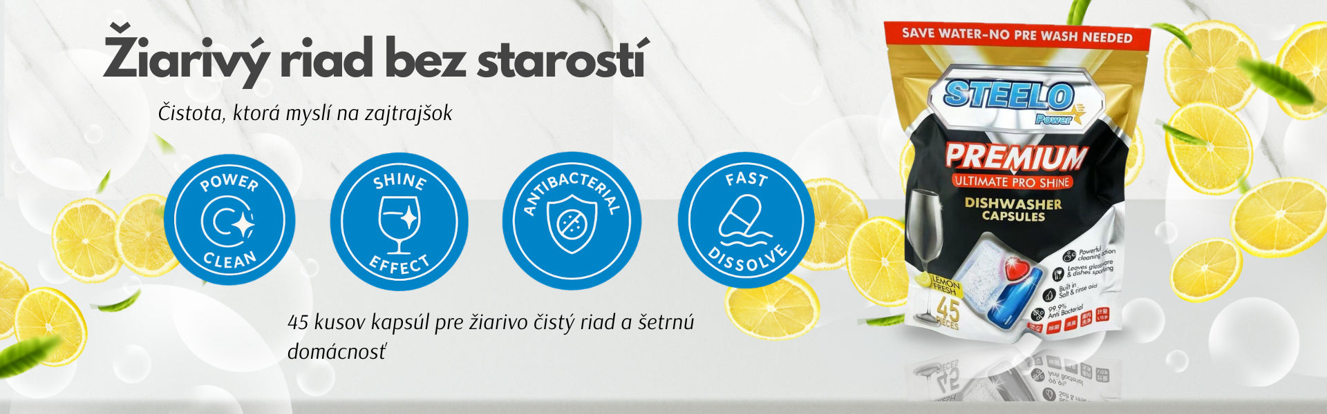 STEELO kapsule do umývačky Lemon