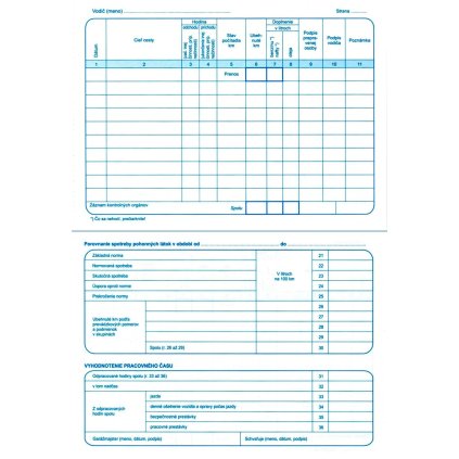 Záznam o prevádzke vozidla osobnej dopravy 100L