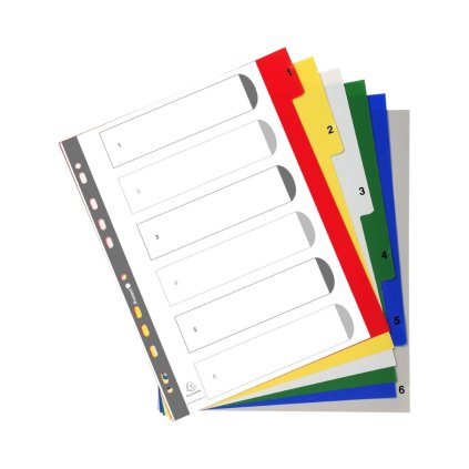 Rozraďovač Exacompta A4 PP číselný 1 6 mix farieb