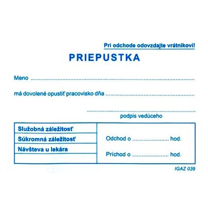 Priepustka 039