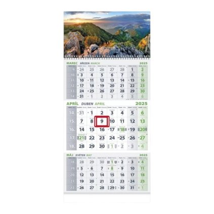 Kalendár nástenný Trojmesačný Hory