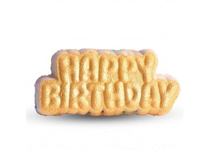 musująca bomba do kąpieli Happy Birthday na białym tle