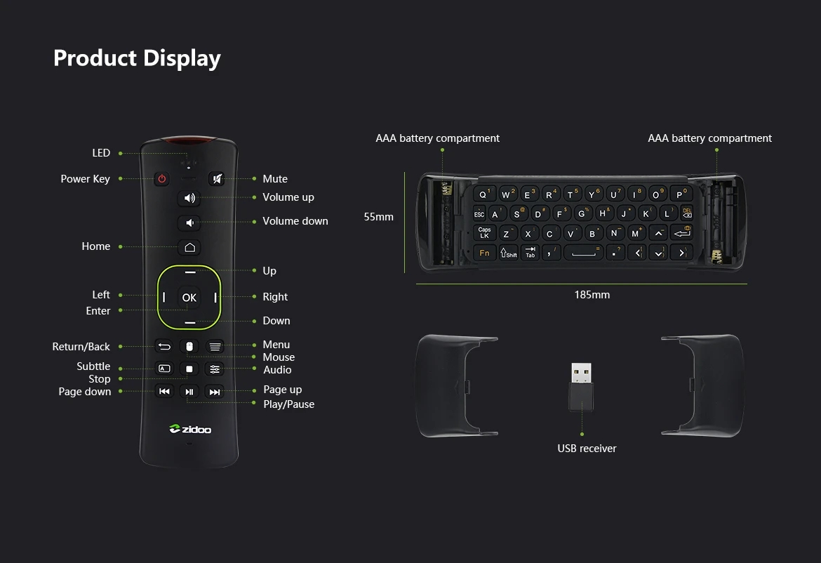 zidoo-v9-airmouse-tlacitka