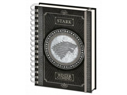 Zápisník Game Of Thrones: Stark (A5, kroužková vazba, linkovaný)