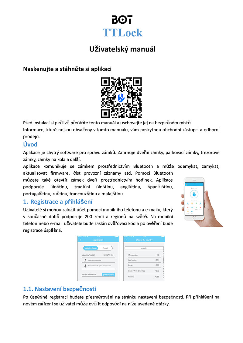TTLock manuál