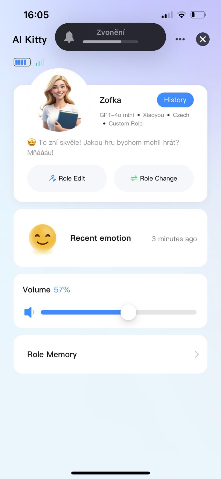 Aplikace AI Kitty – výběr postavy Leona