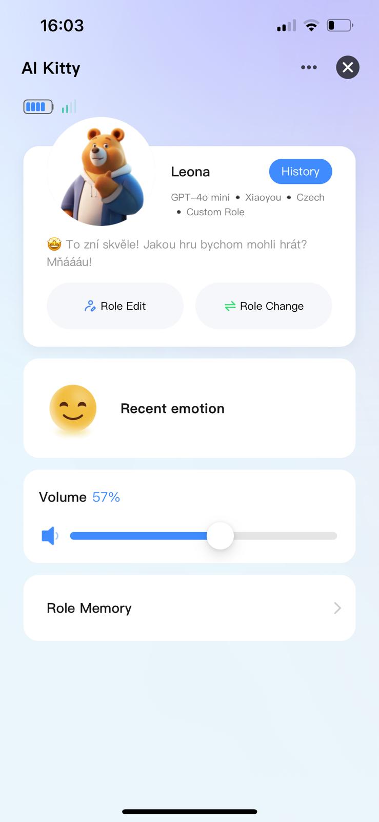 Aplikace AI Kitty – vytvoření vlastní postavy, nastavení jména, jazyka a osobnosti