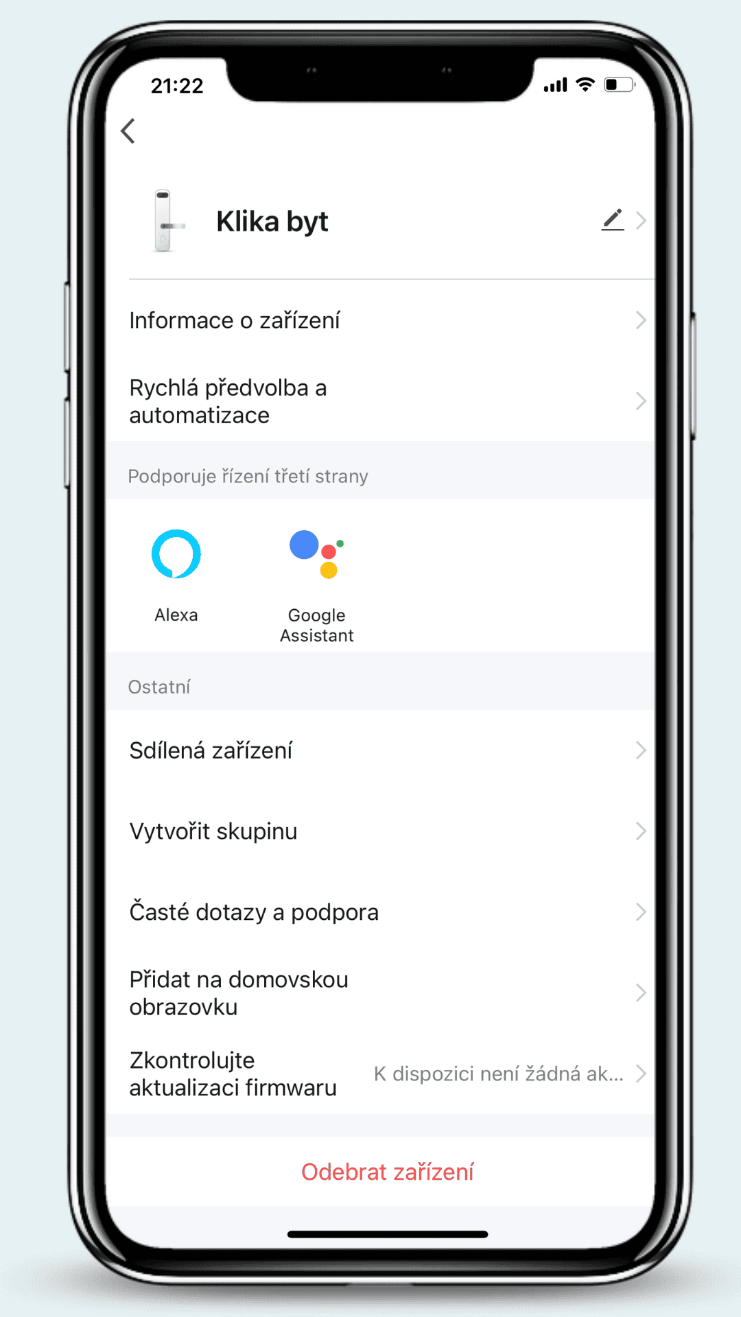 APLIKACE TUYA SMART - ukázka 4