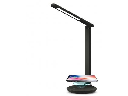 KED Asztali lámpa 300 lm vezeték nélküli telefon töltéssel, fekete
