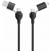 BOT adatkábel 4 az 1-ben, USB-A + USB-C/USB-C + Lightning, 1,2 m