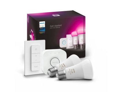 philips hue sada bridge 2x waca led zarovka e27 a60 9w 1100lm 2000 6500k rgb ip20 ovladac